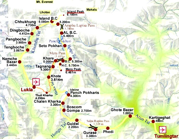 Amphu Laptsa Pass Trek Map